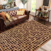 handmade Transitional Kafkaz Brown Beige Hand Knotted RECTANGLE 100% WOOL area rug 9 x 12